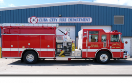 Fire truck with the Cuba City Fire Department