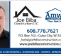 Joe Biba Counstruction LLC Business Card with Joe Biba and contact information